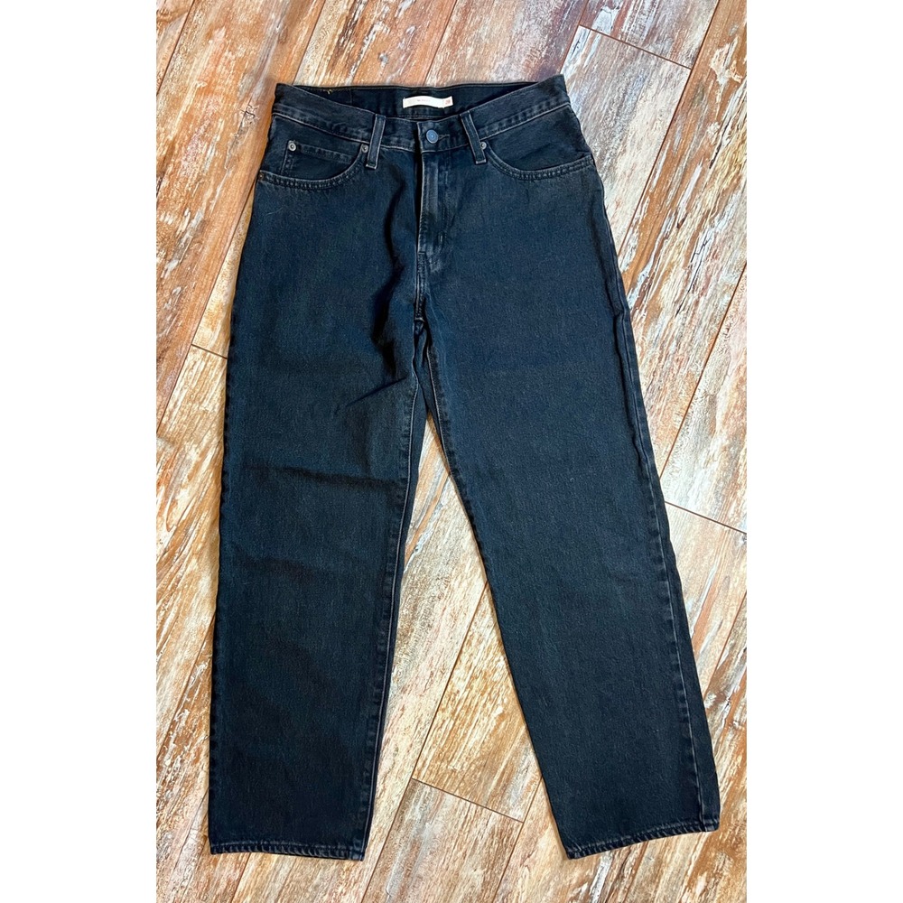 Levis 94 Baggy Jeans Womens 28 Washed Black Wide Leg Denim